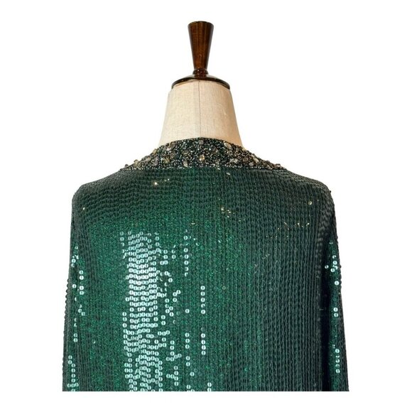 Haute Hippie Emerald Sequin Long Cape - Picture 6 of 15